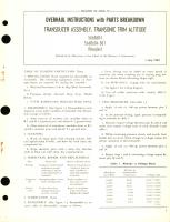 Overhaul Instructions with Parts Breakdown for Transducer Assembly, Transonic Trim Altitude 5660604, 5660604-501