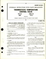 Overhaul Instructions with Parts Breakdown for Thermostatic Temperature Control Valve - Part 18905 - Model OTV2-2