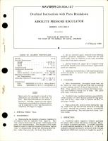 Overhaul Instructions with Parts Breakdown for Absolute Pressure Regulator - Model 135-D-100-8