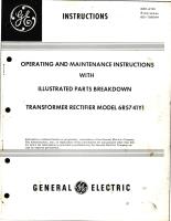 Operating and Maintenance Instructions with Illustrated Parts for Transformer Rectifier - Model 6RS741Y1