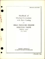Overhaul Instructions with Parts Catalog for High Pressure Engine Selector Valve - Model 114311