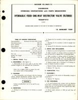 Overhaul Instructions with Parts Breakdown for Hydraulic Fixed One-Way Restrictor Valve (Filtered) 1R3669-015 