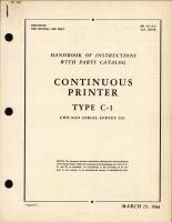 Handbook of Instructions with Parts Catalog for Type C-1 Continuous Printer