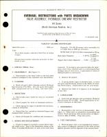 Overhaul Instructions with Parts Breakdown for Hydraulic One Way Restrictor Valve Assy - IV4 Series 