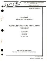 Overhaul Instructions for Manifold Pressure Regulator Assembly Part No. 7008780, 7876071