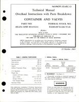 Overhaul Instructions with Parts Breakdown for Container and Valves - Parts 891450 and 891450-01 
