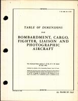 Table of Dimensions for Bombardment, Cargo, fighter, Liaison and Photographic Aircraft