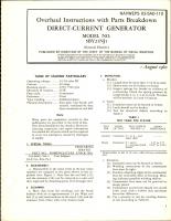 Overhaul Instructions with Parts Breakdown for Direct Current Generator - Model 5BY21NJ1 