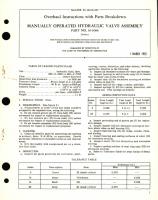 Overhaul Instructions with Parts Breakdown for Manually Operated Hydraulic Valve Assembly Part No. 10-1086 