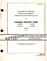 Operation Service and Overhaul Instructions with Parts Catalog for Variable Delivery Pump AA-20500, AA-20508, AA-20551, AA-20505, AA-20550 