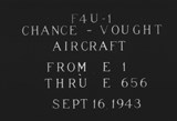 Manufacturer's drawing for Chance Vought F4U Corsair. Drawing number corsair reel e set 2
