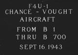 Manufacturer's drawing for Chance Vought F4U Corsair. Drawing number corsair roll b set 2
