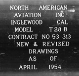 Manufacturer's drawing for North American Aviation T-28 Trojan. Drawing number T-28B