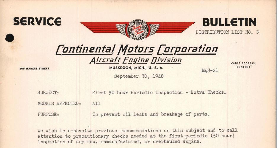 Continental Engine Service Bulletins