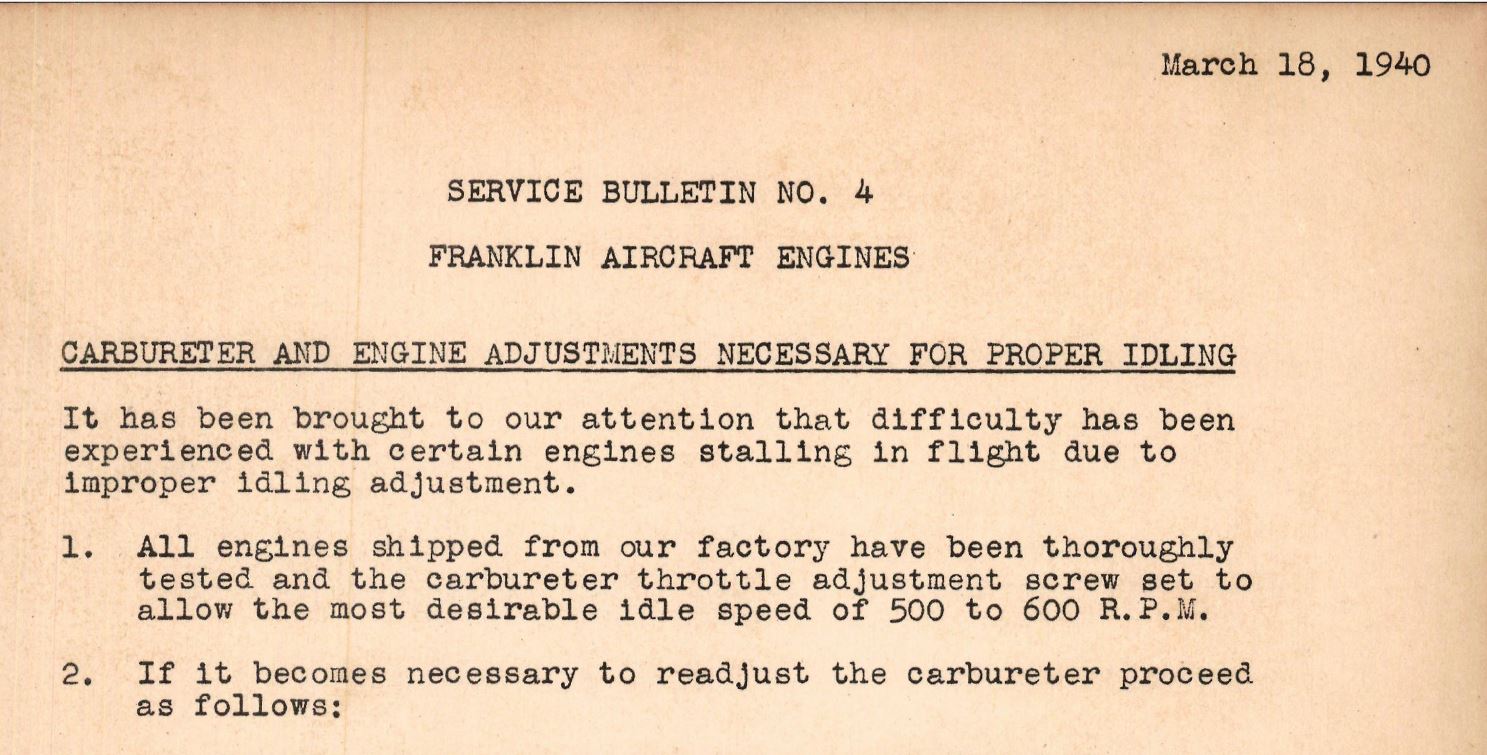 Franklin Service Bulletins