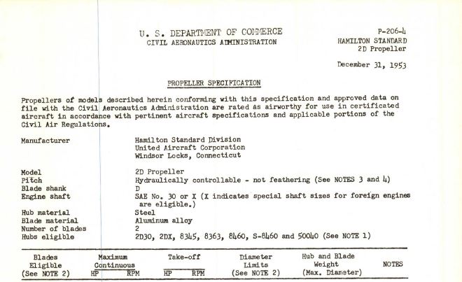 Hamilton Standard Specifications