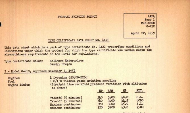 JRF Goose Aircraft Specifications