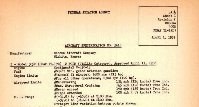 L-19 Bird Dog Specifications