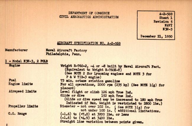 N3N Yellow Peril Aircraft Specifications