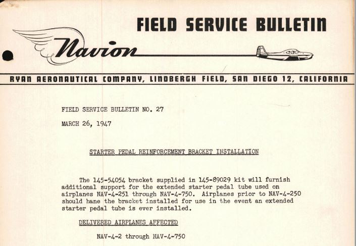 Navion Service Bulletins