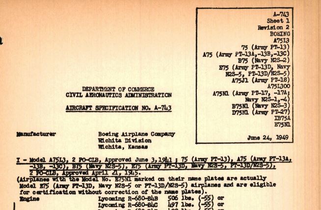 PT-17 Aircraft Specifications