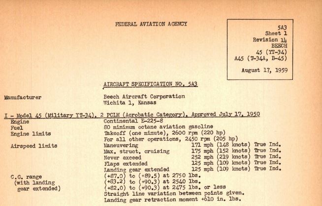 T-34 Aircraft Specifications