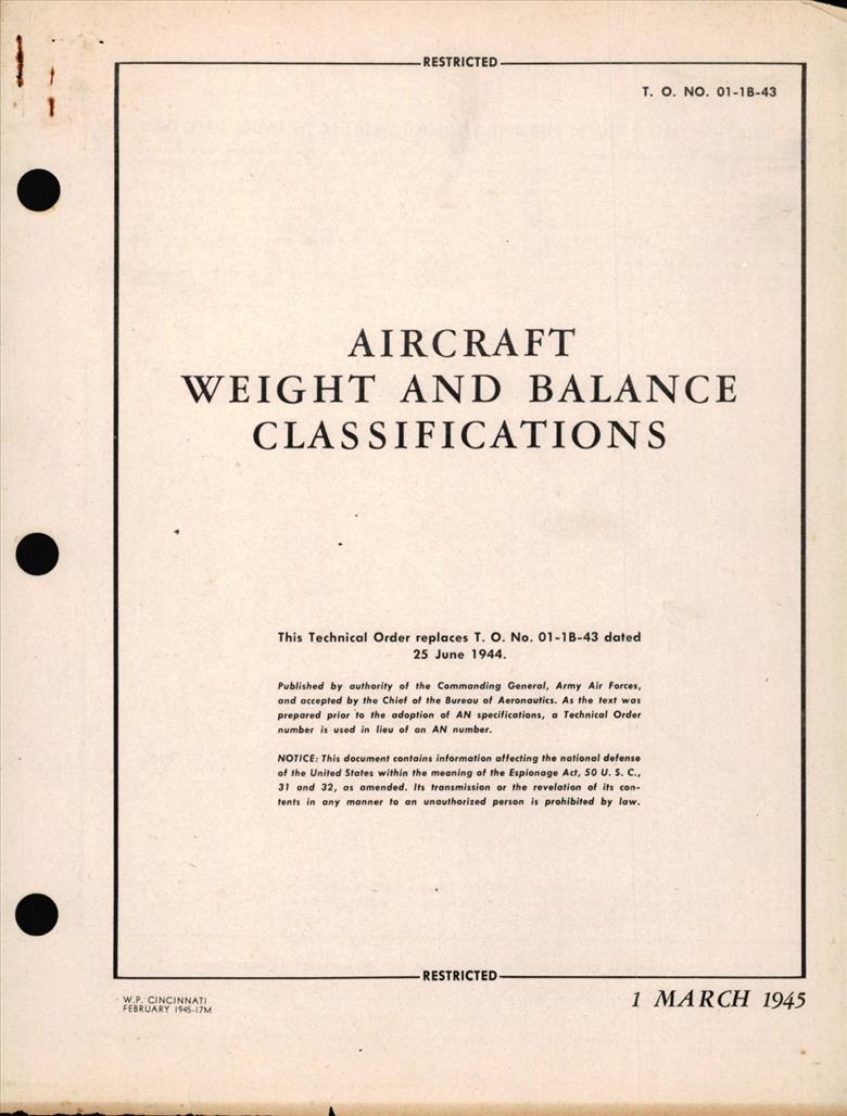 Aircraft Weight and Balance Classifications - AirCorps Library
